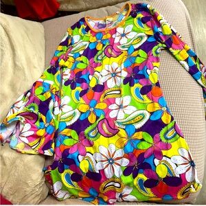 Spirit Halloween Womens Tunic Top Colorful Floral Paisley LS Ruffles Hippie XL